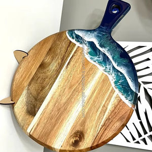 Tabla de cortar de resina epoxi y madera dura de lujo, tabla de cocina multiusos para picar, rebanar y presentar alimentos con estilo FWE - Product Image 1