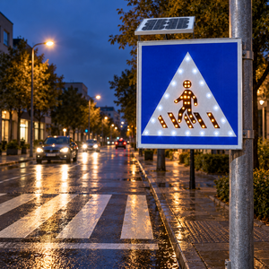 Panneau de signalisation routière à LED solaire pour passage piétonnier, haute visibilité, signalisation de sécurité routière, directement de l'usine - Product Image 3