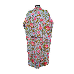 Kimono Largo para Mujer, Étnico, Tradicional, Floral, Colorido, 100% Algodón, Transpirable, Ecológico, Tela Kantha, Estilo Vintage, para Invierno - Product Image 6