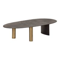 Meubles de salon pour villa Table basse moderne en aluminium finition noir mat et or Table centrale ovale à faible hauteur