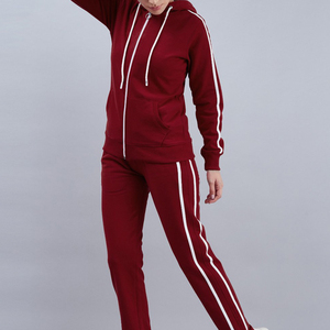 Conjunto de chándal de mujer de punto polar liso de invierno personalizado con capucha pantalones de Jogger con capucha en blanco de alta calidad transpirable al por mayor informal - Product Image 6
