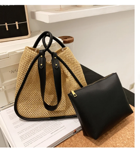 Vacances à l'épaule sacs à main en paille à l'épaule personnalisés pour dames pour le quotidien et le bureau étaient sac - Product Image 2