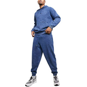 Streetwear OEM survêtement vintage personnalisé délavé à l'acide ensemble sweat à capuche et pantalon de survêtement patchwork pour hommes survêtement - Product Image 1