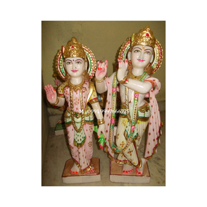 Sculpture de Radha Krishna en marbre blanc de qualité supérieure, avec une finition de qualité supérieure, surface durable et brillante, pour usage religieux. - Product Image 1