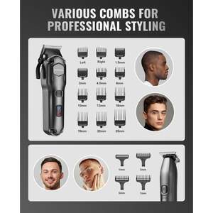 Kit de tondeuses à cheveux professionnelles pour hommes, sans fil, avec lames en acier inoxydable, rechargeable, étanche (IPX7) - Product Image 6