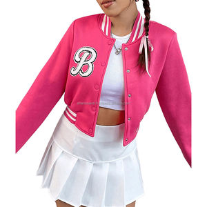 Chaqueta Casual Bordada con Letras, Chaqueta Original con Mangas Largas y Logotipo Personalizado, Chaqueta Corta de Béisbol con Cuello Varsity para Mujer - Product Image 5