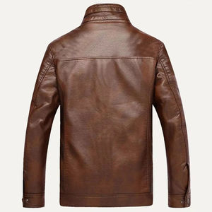 Veste en cuir enduite pour homme, décontractée, chaude pour l'hiver, logo sur le devant, taille plus disponible, qualité supérieure, design personnalisable - Product Image 2