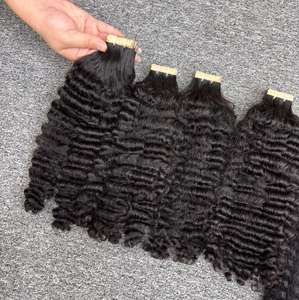 ผมต่อแบบเทปกาวสำหรับต่อผมมนุษย์ผมหยิกแบบชาวพม่าไม่ผ่านกระบวนการ100% เวียดนาม - Product Image 5