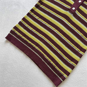 Primavera nueva moda de mujer Casual versátil rayas de punto POLO cuello de manga corta - Product Image 3