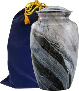 Urna Funeraria Grande para Adultos Silver Waves, Estilo Contemporáneo, de Aluminio, Suministros Funerarios al por Mayor para Cenizas Humanas HIGHER - Product Image 1