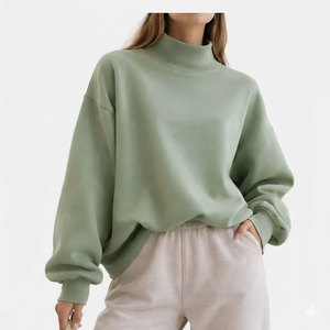 Women Long Oversized Mockneck Sweatshirt Autumn Winter Casual Loose Fit Pullover Streetwear for Comfortable Everyday Fashion - Product Image 1
