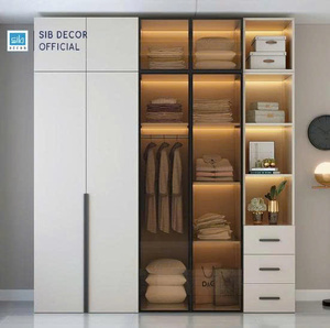 Armario de estilo moderno, armario de madera con puertas de cristal, armario de alta calidad, precio competitivo de tamaño completo - Product Image 2