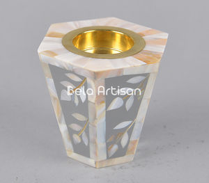 Cylindre en mosaïque noire Brûleur Bakhoor Incrustation de nacre - Product Image 6