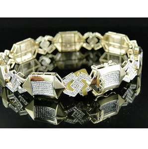 Bracelet cubain unisexe en diamant taille ronde de 5 carats en argent sterling finition classique rayonnante avec des liens délicats - Product Image 1