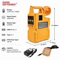 Station d'alimentation portable à énergie solaire 300W 192Wh Batterie LiFePO4 Haut-parleur Bluetooth multifonctionnel Lumières de fête RGB Radio FM