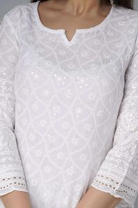 Chikankari algodón indio Kurtis para mujeres vestidos de verano túnica Top pantalón conjunto paquistaní Salwar Kameez conjunto de traje de Pakistán - Product Image 2