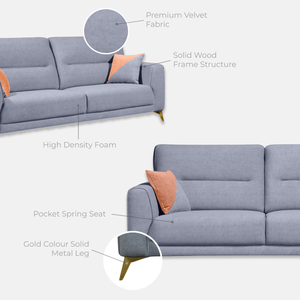 Juego de sofás seccionales de tela ecológica de 2-3 plazas, diseño minimalista, marco de madera maciza de espuma de alta densidad, duradero para sala de estar - Product Image 5