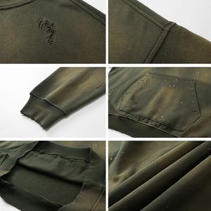 Sweat à capuche épais pour homme, personnalisé, délavé à la pierre, brodé, sans cordon, avec poche, pull-over, haute qualité, 100% coton, uni, hiver - Product Image 3