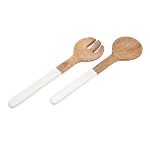 Ensemble de couverts à salade en bois de luxe avec détails en émail, idéal pour la maison, les restaurants, les fêtes et la décoration de mariage - Product Image 1