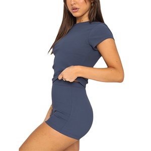 Conjunto de Dos Piezas de Verano para Mujer, Camiseta Corta y Pantalones Cortos de Algodón con Logotipo Personalizado, Conjunto de Ropa Informal para Mujer, Conjunto de Pantalones Cortos para Mujer 2026 - Product Image 5