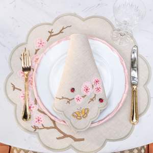 Manteles individuales de lino bellamente bordados adecuados para la celebración de cada temporada y la decoración acogedora del comedor - Product Image 3