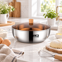 Bol mélangeur à pâte en acier inoxydable 3 plis grande capacité pour boulangerie, restaurant et préparation alimentaire