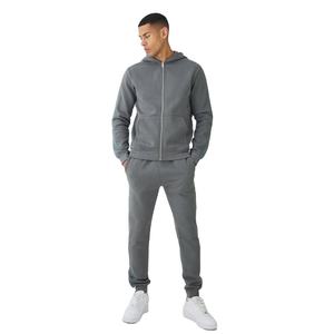 Conjunto Deportivo para Hombre, Sudadera con Capucha y Cierre Completo en Gris Oscuro y Pantalones Jogger a Juego, Ropa al por Mayor OEM ODM - Product Image 1