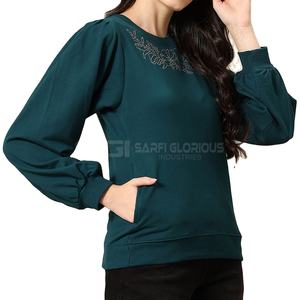 OEM Custom Unisex Cotton Woven Sportswear Crew Neck Sweatshirts Heavyweight Oversized Long Sleeves Embroidery Front Winter - Product Image 3