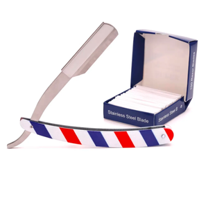 Accessoires de salon de coiffure rasage barbe rasoir de sécurité lames remplaçables couteau de rasoir pliant coupe-barbe rasoir pour hommes BY ANAAIF - Product Image 1