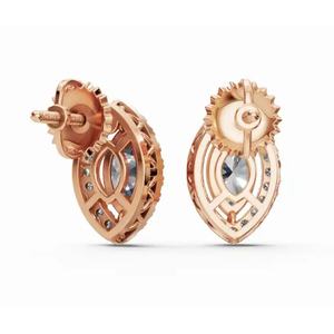 Boucles d'oreilles clous en diamant halo Marquise pour vos yeux, or 9 KT, 14 KT, 18 KT, bijoux de laboratoire, vente en gros, fournisseur OEM B2B - Product Image 3