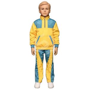 Conjunto de Sudadera con Capucha y Pantalones Deportivos de Algodón Ecológico para Niños, con Cremallera Media, Estilo Urbano y Colores en Contraste - Product Image 1