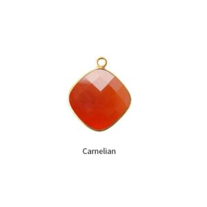 จี้พลอยคาร์เนเลียนตัดเป็นรูปหมอนอิงทองคำ15x15มม. สำหรับการทำเครื่องประดับอัญมณีแฮนด์เมด - Product Image 1