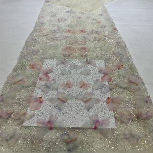 3D fleur mariée papillon vente Polyester tissu tissu en tulle floral brode de paillettes Design de luxe paillettes tissus - Product Image 1