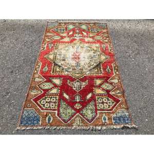 Alfombra turca Vintage tradicional roja marrón área grande 3,4 m X 5,8 M patrón de retazos rectangular Material de lana látex nuevo para pasillo - Product Image 1