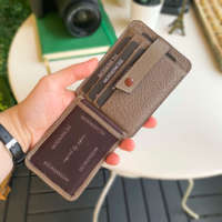 Dompet saku pria kulit asli desain khusus tempat kartu produk kualitas Premium warna cokelat-dari Turki