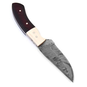 Handmade 1095 15n20 Damascus Steel Camping <b>Knife</b> Dusk Till Dawn Full Tang Straight Blade Micarta Camel <b>Bone</b> <b>Handle</b> Leather - Product Image 3