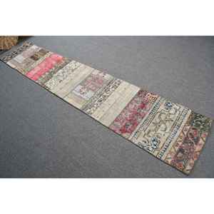 Turkish <b>Runner</b> Rug 1.7x9.5 ft (53x291 cm), <b>Red</b> Floral Vintage Rug - Product Image 1