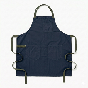 Tablier de travail en toile marine sans manches avec 3 poches, taille ajustable, résistant à l'eau, lavable en machine, pour produits de nettoyage - Product Image 1