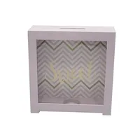 Großhandel DIY Holz Bargeld sparen Sparschwein Box Würfel Vitrine Holz Foto rahmen Shadow Box Spar büchsen