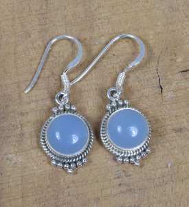 Pendientes de Plata de Ley con Calcedonia Azul, Hechos a Mano, Joyería de Piedra de Nacimiento de Agosto, Regalo de Moda para Mujer - Product Image 1