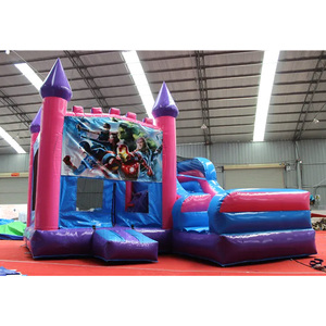 Pink <b>Inflatable</b> Bounce <b>House</b> Slide Combo Custom PVC Commercial Grade Pastel Princess Bouncy Jumping <b>House</b> Portable Kids Jumper - Product Image 2
