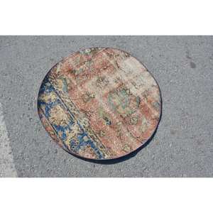 Tapis turc vintage grande surface 27x27 pieds rouge bleu surdimensionné Patchwork Design Viscose laine matériel Latex pour couloir chambre décor - Product Image 2