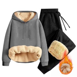 <b>Women's</b> Winter Breathable Plus Size 2 Piece Tracksuit Sets Fleece Hoodie Sweatshirts Sherp Lined Joggers <b>Sweatpants</b> - Product Image 5