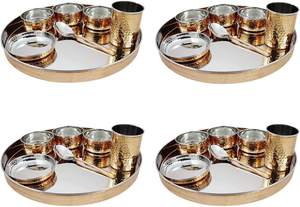 Bols d'assiette de créateur de haute qualité ensemble de dîner en cuivre indien traditionnel ensemble Thali Diwali articles cadeaux article de service de table - Product Image 3