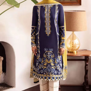 Meilleure vente pakistanais indien hiver Salwar Kameez 3 pièces robes en lin imprimées non cousues haute qualité femmes fête léger - Product Image 1