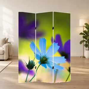 ฉากกั้นผ้าใบพับได้สองด้านลายดอกบลูคอสมอส - Product Image 1