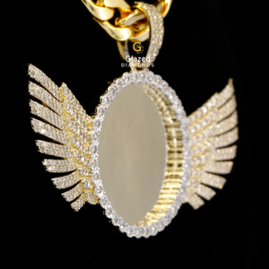 จี้ปีกฮิปฮอปสีเงินสเตอริง S925ทรงโค้งมนประดับเพชรที่ปลูกในห้องปฏิบัติการที่สวยงามสำหรับงานปาร์ตี้ - Product Image 3