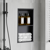 Salle de bain 304 acier inoxydable noir simple double trois quatre étagère encastrée douche niches de salle de bain avec led
