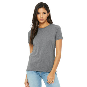 Camiseta Bella Canvas Triblend para Mujer, Cuello Redondo, Estampado Gráfico, Mezcla de Algodón, Color Gris - Product Image 1