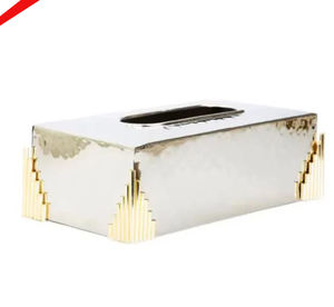 Boîte à mouchoirs finie en argent en métal de forme carrée de qualité supérieure pour hôtel - Product Image 4